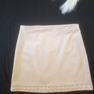 Faux Suede Skirt with Stud Accents
